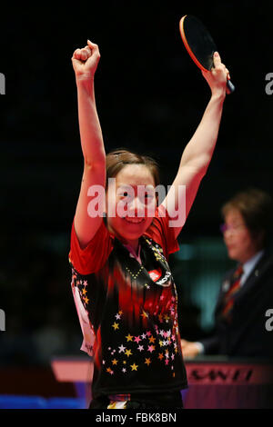 Tokyo Metropolitan Gymnasium, Tokyo, Japon. 17 Jan, 2016. Kasumi Ishikawa, 17 janvier 2016 - Tennis de Table : Tous les championnats du Japon Tennis de table féminin finale à Tokyo Metropolitan Gymnasium, Tokyo, Japon. Credit : YUTAKA/AFLO SPORT/Alamy Live News Banque D'Images