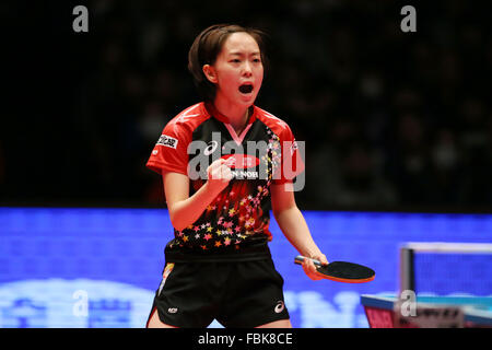 Tokyo Metropolitan Gymnasium, Tokyo, Japon. 17 Jan, 2016. Kasumi Ishikawa, 17 janvier 2016 - Tennis de Table : Tous les championnats du Japon Tennis de table féminin finale à Tokyo Metropolitan Gymnasium, Tokyo, Japon. Credit : YUTAKA/AFLO SPORT/Alamy Live News Banque D'Images