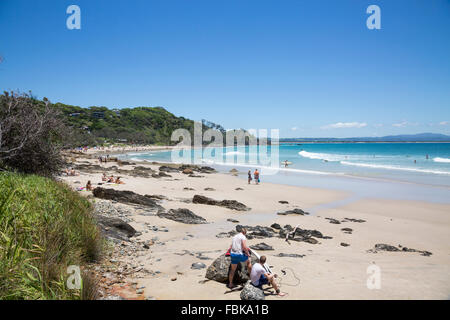 Plage de Wategos Byron Bay, station balnéaire sur la côte nord de la Nouvelle-Galles du Sud, Australie Banque D'Images