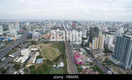 Une vue aérienne de l'aéroport de rail link Makkasan station à Bangkok, Thaïlande à l'Est. Banque D'Images
