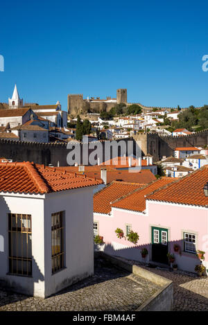 Le Ribatejo, ville médiévale fortifiée d'Obidos, Portugal, Banque D'Images