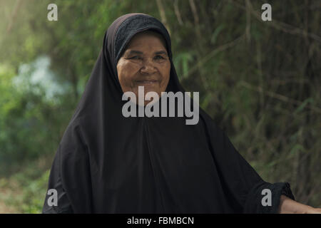 Portrait of a Senior femme musulmane, Ayuthaya, Thaïlande Banque D'Images