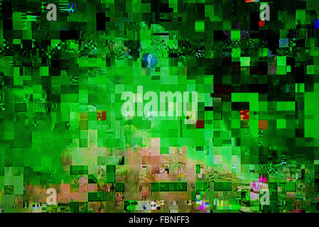 Diffusion de la télévision numérique, le câble tv une erreur fatale du glitch, écran LCD comme résumé arrière-plan technique Banque D'Images