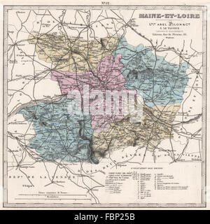 MAINE-et-Loire. Ressources/dates des batailles de minéraux. LE VASSEUR 1876 map Banque D'Images