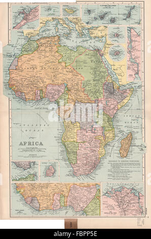 L'Afrique coloniale.British Allemand Français Madère Canaries Maurice.BACON, 1903 map Banque D'Images