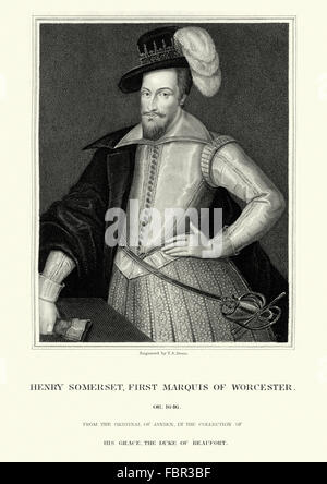 Henry Somerset, 1er marquis de Worcester 1577 à 1646 un aristocrate anglais, qui était un important financièrement et Roya Banque D'Images