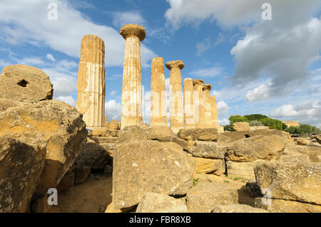 Le Temple d'Hercule, la Vallée des Temples, Agrigente, Sicile, Italie Banque D'Images