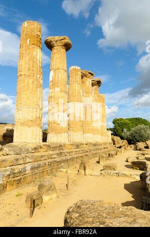 Le Temple d'Hercule, la Vallée des Temples, Agrigente, Sicile, Italie Banque D'Images