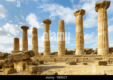 Le Temple d'Hercule, la Vallée des Temples, Agrigente, Sicile, Italie Banque D'Images