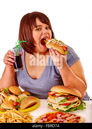 Girl eating big sandwich. Banque D'Images