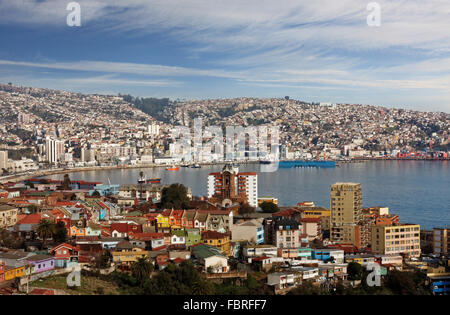 Vue aérienne de la ville de Valparaiso au Chili Amérique du Sud Banque D'Images