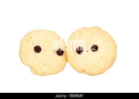 Cookies face isolé sur fond blanc. Banque D'Images