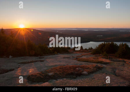 Coucher du soleil tranquille dans l'Acadia National Park, Maine, USA Banque D'Images