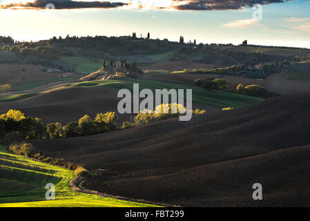 Printemps coloré paysage rural en Toscane, Italie Banque D'Images