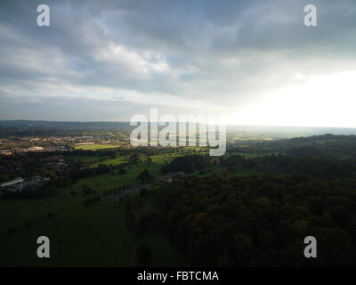 Coucher de soleil sur de Long Ashton, Dundry et Chew Magna, Bristol, Angleterre Banque D'Images