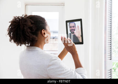 Couple video chat Banque D'Images