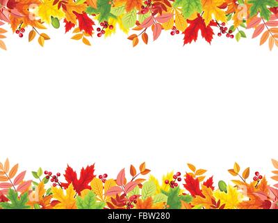 Arrière-plan transparent horizontal avec des feuilles aux couleurs automnales. Vector illustration. Illustration de Vecteur