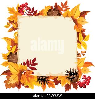 Carte avec les feuilles d'automne. Vector illustration. Illustration de Vecteur