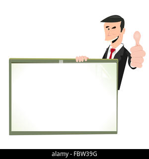 Caricature d'affaires blanc Blank Sign Banque D'Images