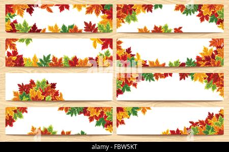 Bannières vecteur avec motif de feuilles d'automne. Illustration de Vecteur