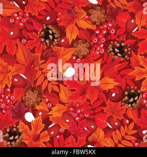 Modèle sans couture avec l'automne les feuilles rouges. Vector illustration. Illustration de Vecteur