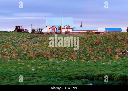 Architecture et Bâtiments sur l'île de Flatey Flatey,, l'Islande, l'Europe. Banque D'Images