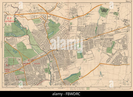 Les aboiements d'ILFORD Wanstead Flats Goodmayes Newbury Park Becontree. BACON, 1927 map Banque D'Images