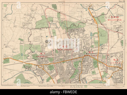 EALING Willesden Acton Southall Hanwell Greenford Park Royal. BACON, 1927 map Banque D'Images