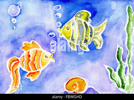 Aquarelle d'un petit poisson Banque D'Images