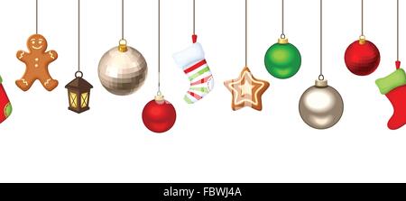 Arrière-plan transparent horizontal avec de décorations de Noël. Vector illustration. Illustration de Vecteur
