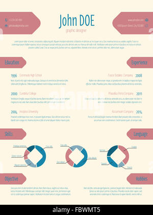 Moderne et cool cv cv modèle de curriculum vitae Banque D'Images