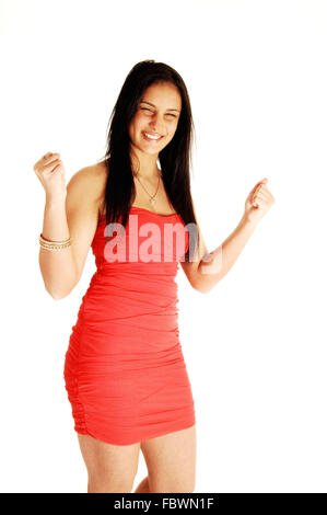 Excitée teen girl en robe. Banque D'Images