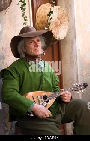 Musicien jouant de la mandoline senior Banque D'Images