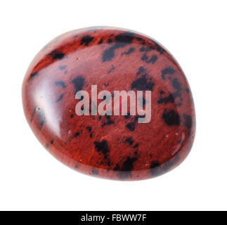 Minéral naturel gem stone - pierre obsidienne acajou caillou isolé sur fond blanc close up Banque D'Images