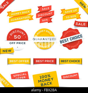 Ensemble d'autocollants et badges vecteur Banque D'Images