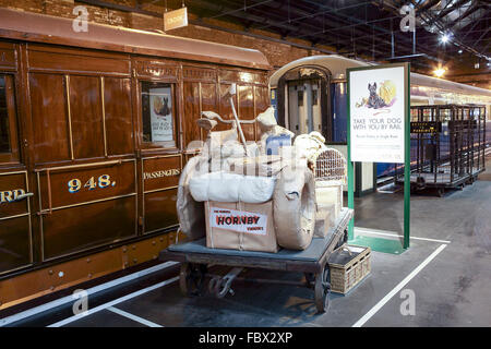 Locomotives historiques dont les deux chariots à vapeur,et les moteurs diesel. Artefacts respectifs aussi. Le fret ferroviaire vue ici. Banque D'Images