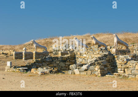 La Terrasse des Lions, île de Delos, Grèce Banque D'Images