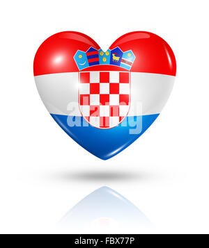 L'amour de la Croatie, de l'icône du drapeau coeur Banque D'Images