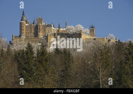 Le Château de Hohenzollern en hiver Banque D'Images