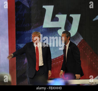 Lynchburg, Virginie, USA. 18 janvier, 2016. GOP candidate présidentielle Donald Trump s'exprimant lors de la vigne Centre situé sur le campus de l'Université de Liberty. © Tina Fultz/ZUMA/Alamy Fil Live News Banque D'Images