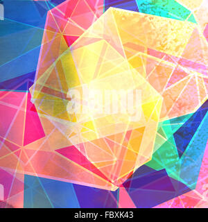 Contexte aquarelle abstraite avec des éléments géométriques colorés Banque D'Images