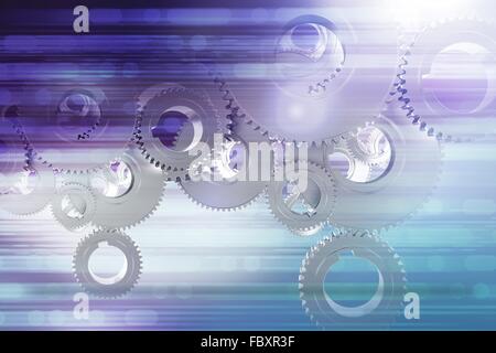 Mécanisme de la technologie Concept Illustration de fond. Les vitesses de roulement roue dentée du système. Banque D'Images