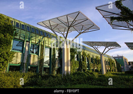 Bibliothèque de l'Université de Varsovie avec de beaux jardins sur les toits, Varsovie, Pologne Banque D'Images