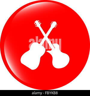Icône Bouton web guitare isolated on white Banque D'Images