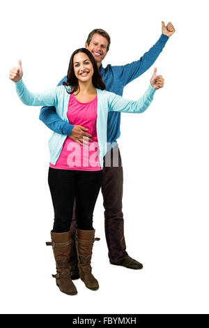 Cheerful couple showing Thumbs up Banque D'Images