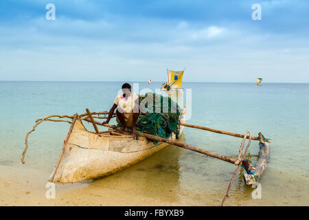 Port de pêche de Ifaty, près de Tuléar, Madagascar Banque D'Images