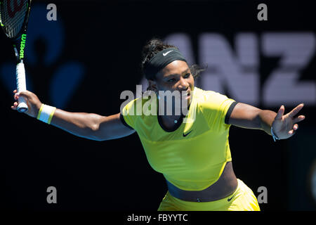 Melbourne, Australie. 20 Jan, 2016. Serena Williams des Etats-Unis d'Amérique en action dans un 2ème tour Su-Wei Hsieh de match contre Taipei le jour 3 de l'Australian Open 2016 Tournoi de tennis du Grand Chelem à Melbourne Park, Melbourne, Australie. Bas Sydney/Cal Sport Media/Alamy Live News Banque D'Images