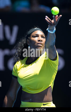 Melbourne, Australie. 20 Jan, 2016. Serena Williams des Etats-Unis d'Amérique en action dans un 2ème tour Su-Wei Hsieh de match contre Taipei le jour 3 de l'Australian Open 2016 Tournoi de tennis du Grand Chelem à Melbourne Park, Melbourne, Australie. Bas Sydney/Cal Sport Media/Alamy Live News Banque D'Images