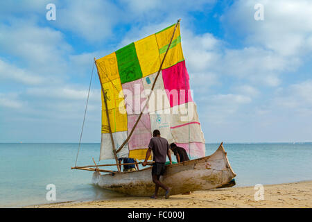 Port de pêche de Ifaty, près de Tuléar, Madagascar Banque D'Images