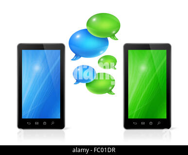 Les bulles et les téléphones mobiles Banque D'Images